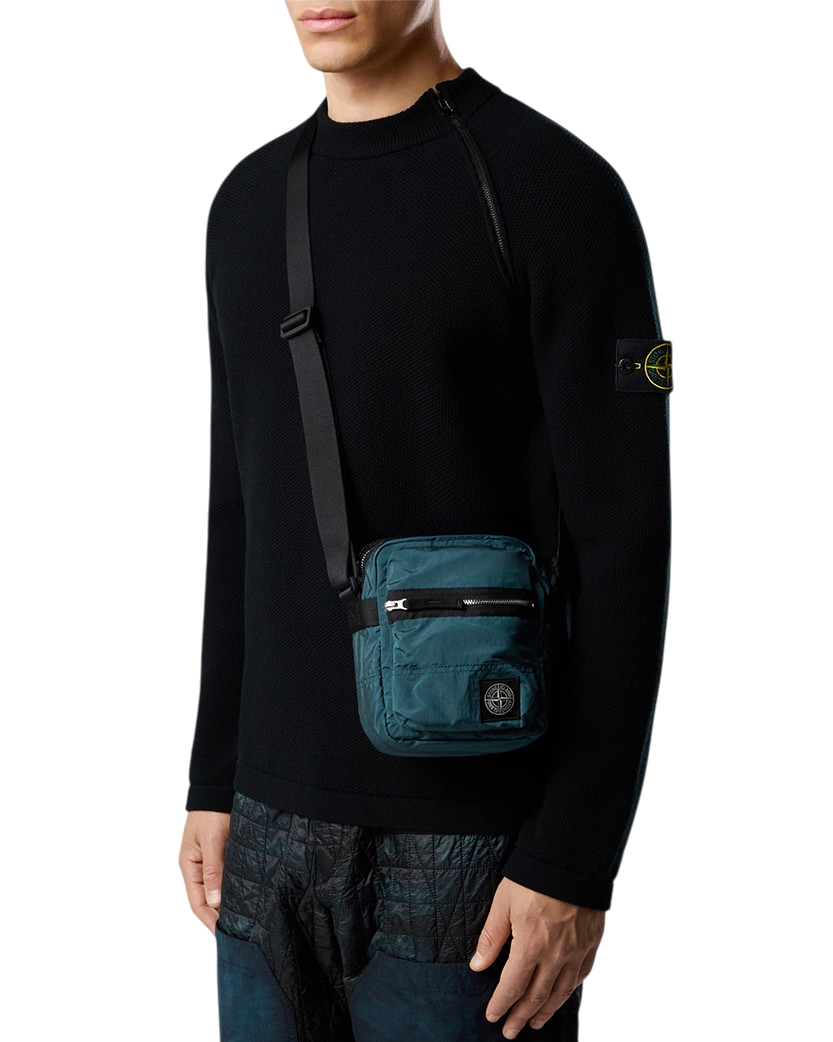 Stone Island 9200015 COATED NYLON METAL IN ECONYL® Pouch Bag Dark Teal Green