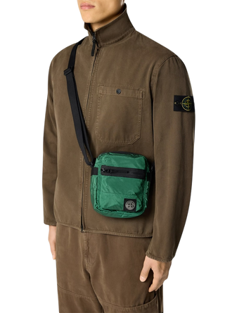 Stone Island 9200015 COATED NYLON METAL IN ECONYL® Pouch Bag Malachite Green