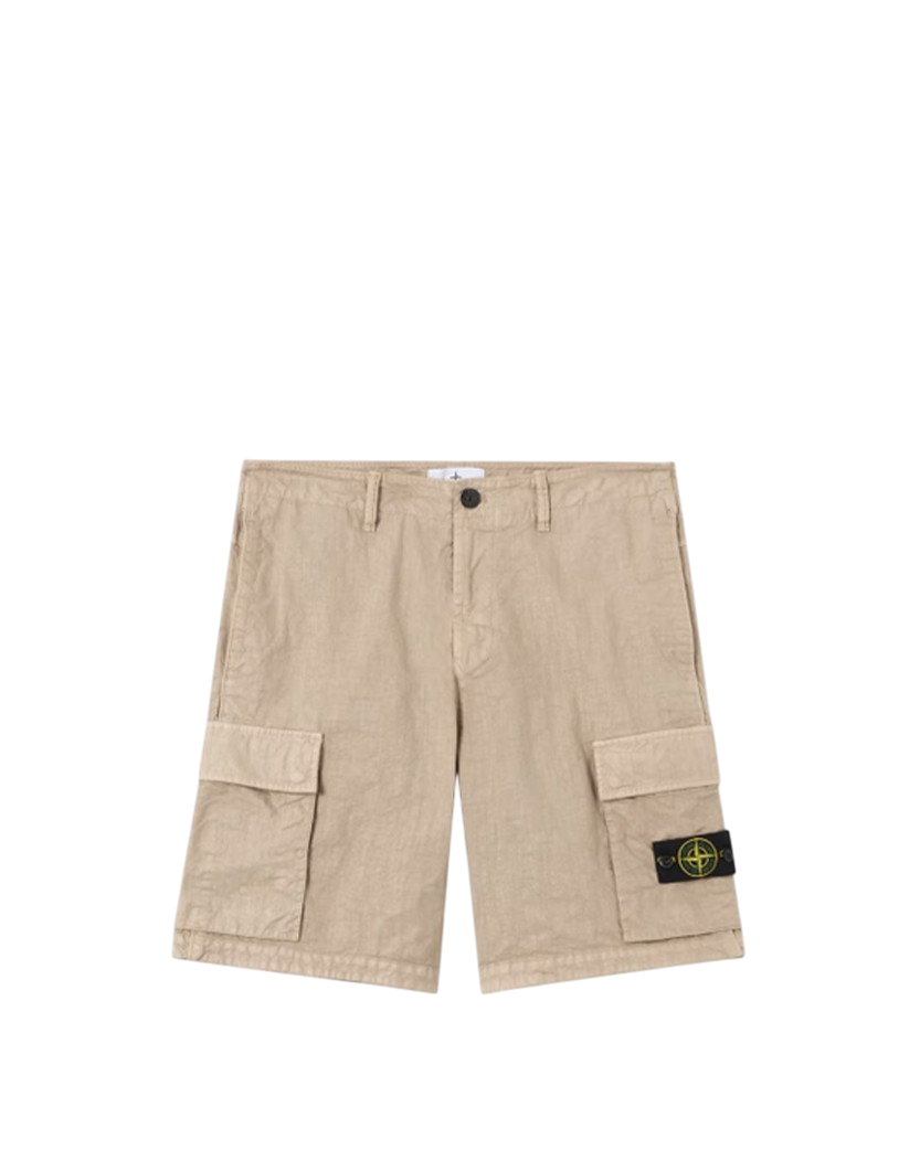 Stone Island L100001 ORGANIC-LOOK NYLON PANAMA-TC Loose Cargo Shorts Desert Beige