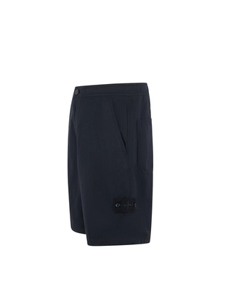 Stone Island L100003 COTTON LINEN CANVAS GHOST Bermuda Shorts Navy Blue
