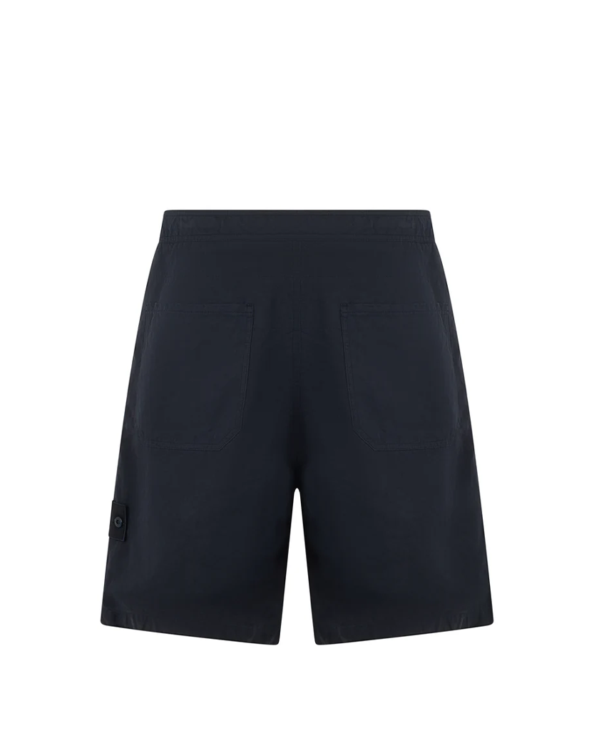 Stone Island L100003 COTTON LINEN CANVAS GHOST Bermuda Shorts Navy Blue