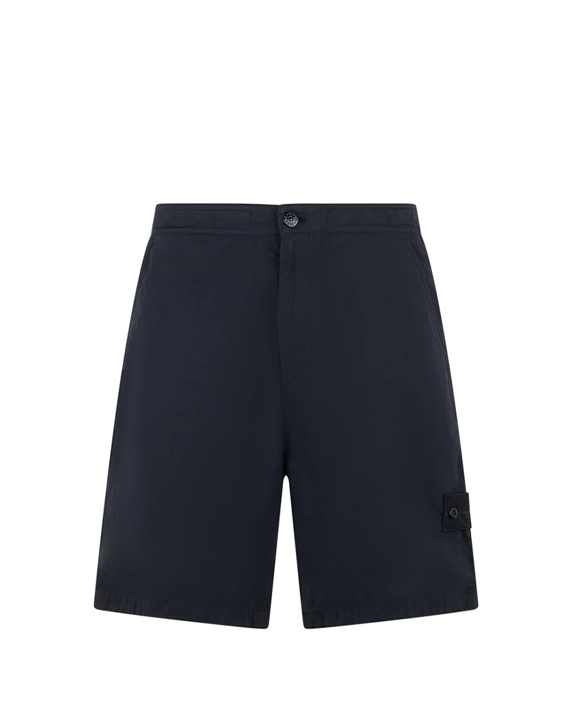Stone Island L100003 COTTON LINEN CANVAS GHOST Bermuda Shorts Navy Blue