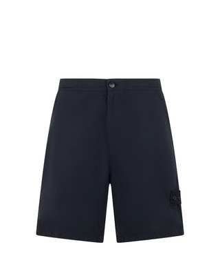 Stone Island L100003 COTTON LINEN CANVAS GHOST Bermuda Shorts Navy Blue