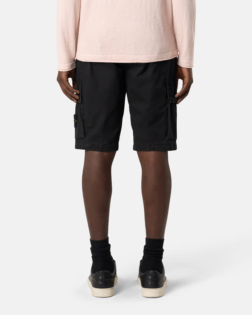 Stone Island L100011 Organic Cotton Canvas 'OLD' Effect Bermuda Shorts Black