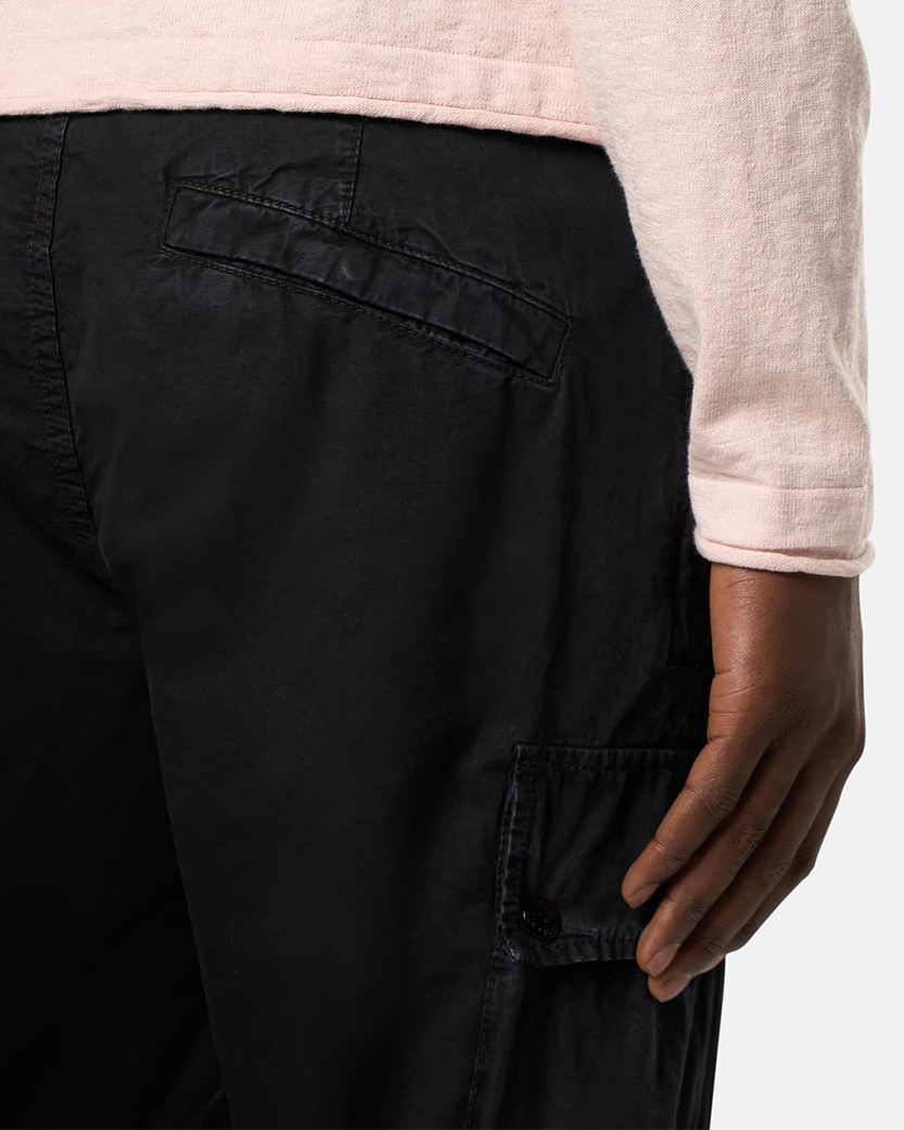 Stone Island L100011 Organic Cotton Canvas 'OLD' Effect Bermuda Shorts Black