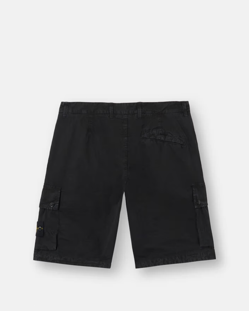 Stone Island L100011 Organic Cotton Canvas 'OLD' Effect Bermuda Shorts Black