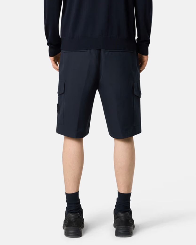 Stone Island L100014 Weatherproof Cotton Canvas Ghost Bermuda Shorts Blue