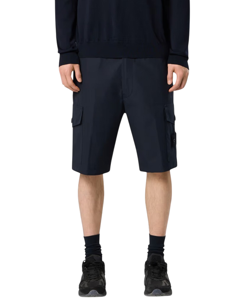 Stone Island L100014 Weatherproof Cotton Canvas Ghost Bermuda Shorts Blue