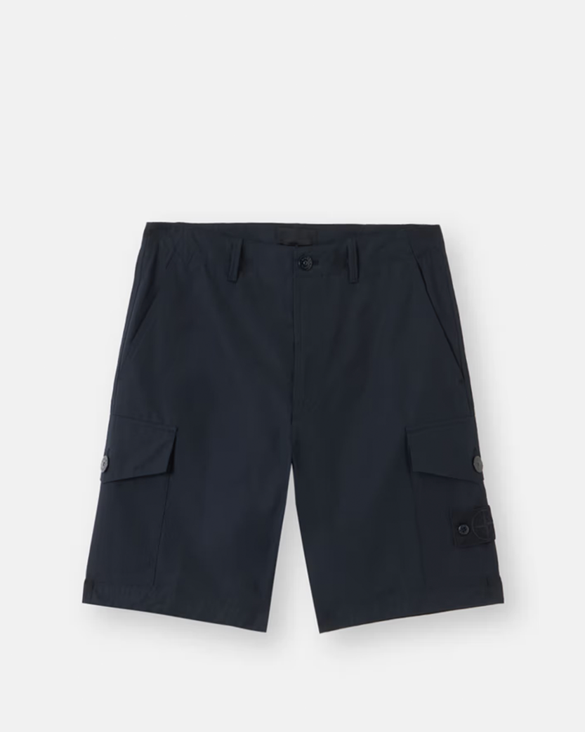 Stone Island L100014 Weatherproof Cotton Canvas Ghost Bermuda Shorts Blue