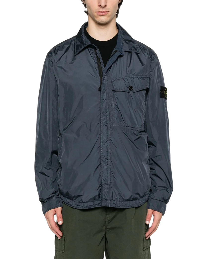 Stone Island Q100006 CRINKLE REPS NY Padded Shirt Jacket Navy Blue