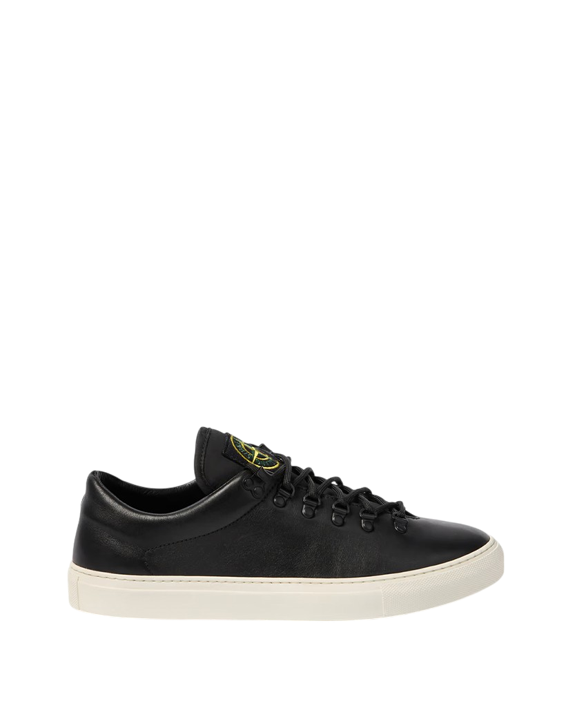 Stone Island S0101 Leather Logo Sneaker Black