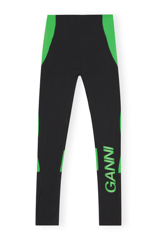 Ganni Logo Print Leggings Black