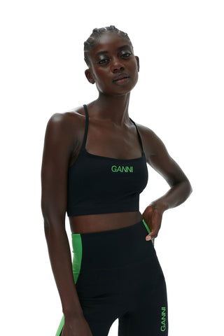 Ganni Logo Sporty Top Black