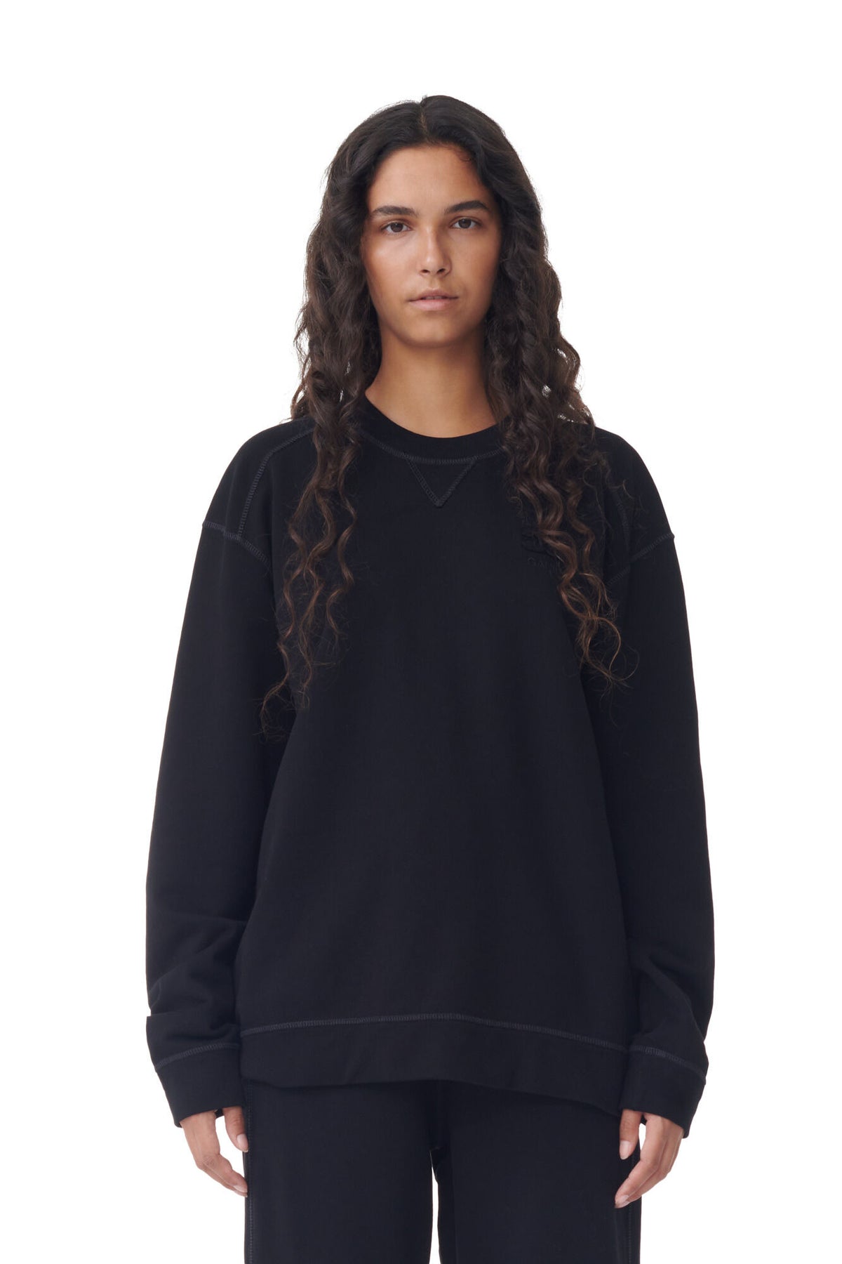 Ganni Logo Embroidery Sweatshirt Black