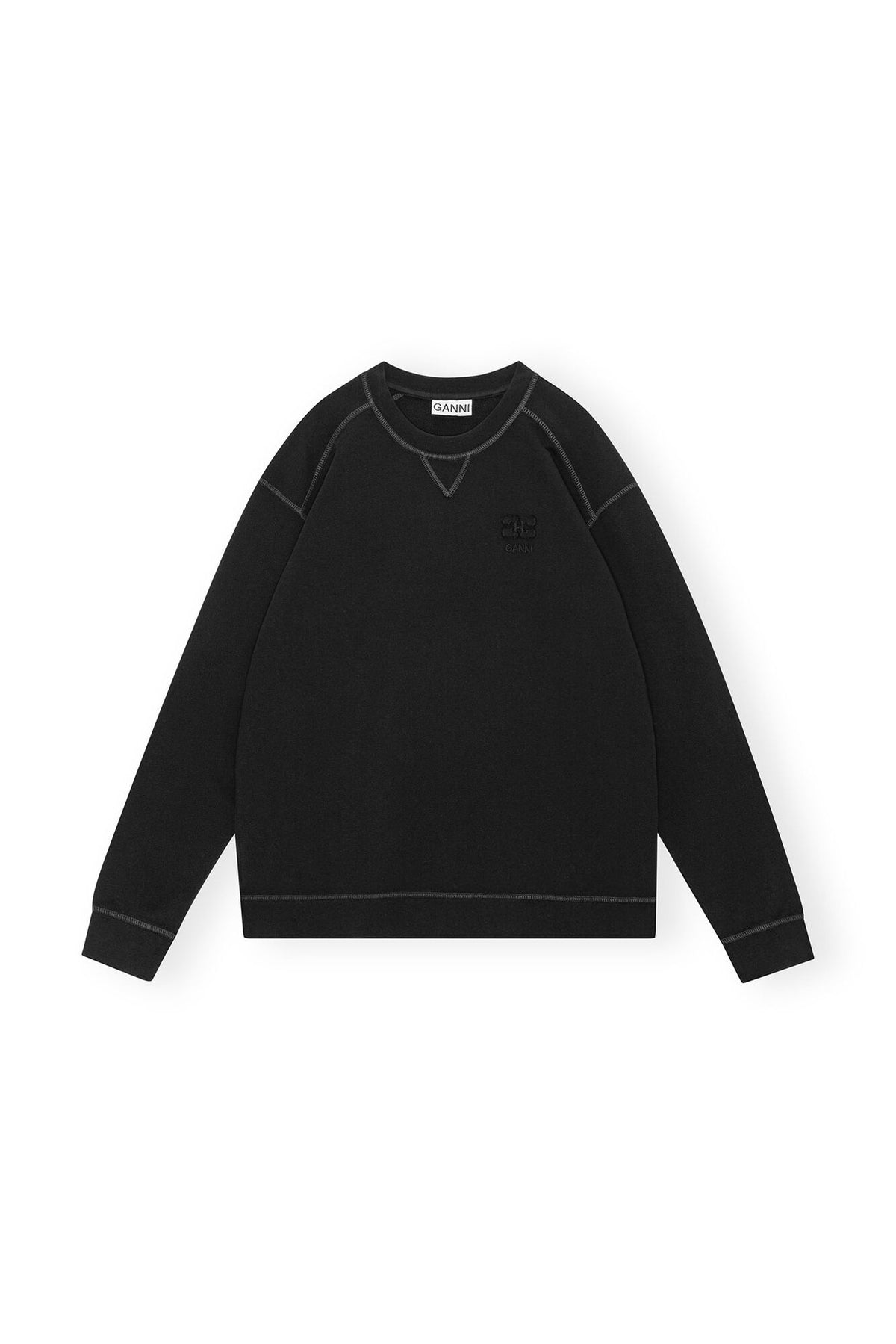 Ganni Logo Embroidery Sweatshirt Black