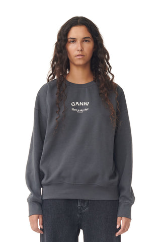 Ganni Have a Nice Day! Sweatshirt Grey