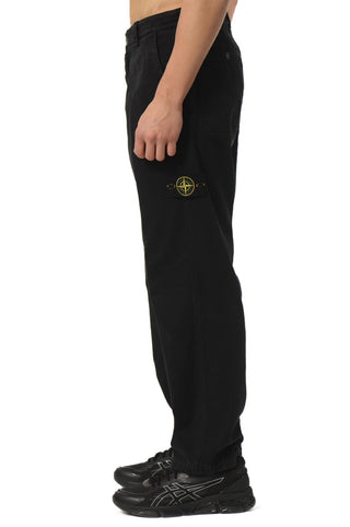 Stone Island 3100008 ORGANIC PANAMA COTTON 'OLD' EFFECT Pants Black