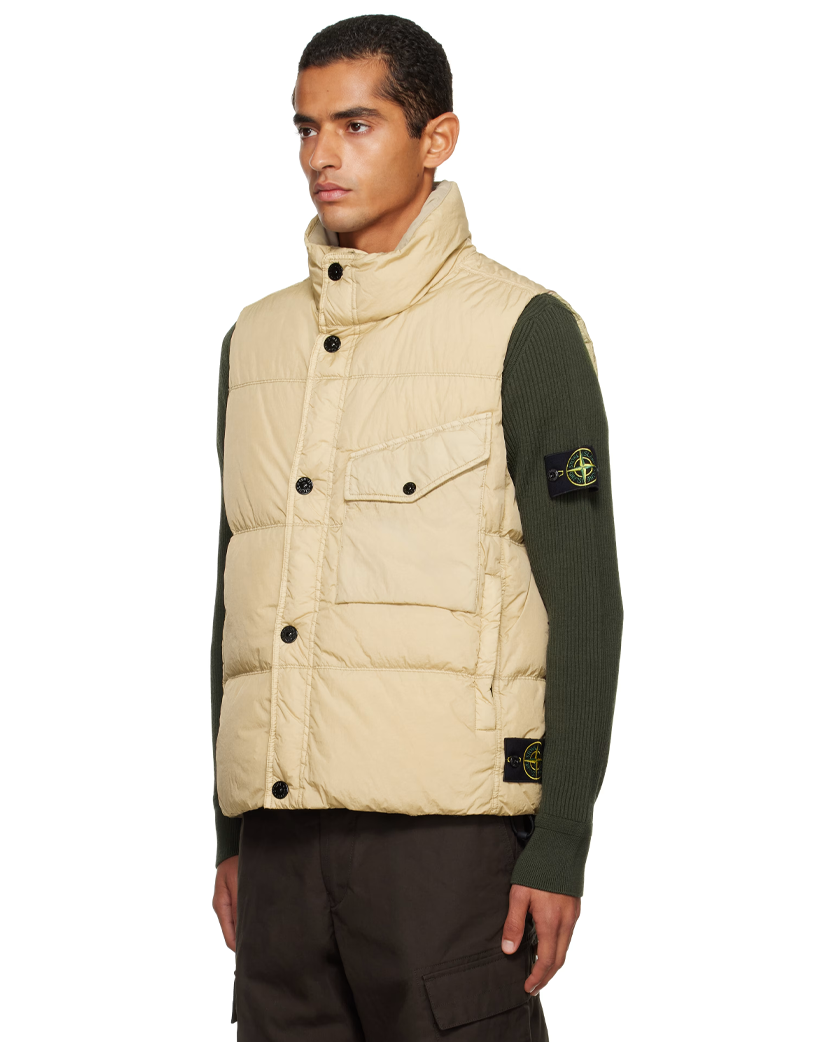 Stone Island G100003 CRINKLE REPS NY RECYCLED NYLON Down Vest Desert Beige