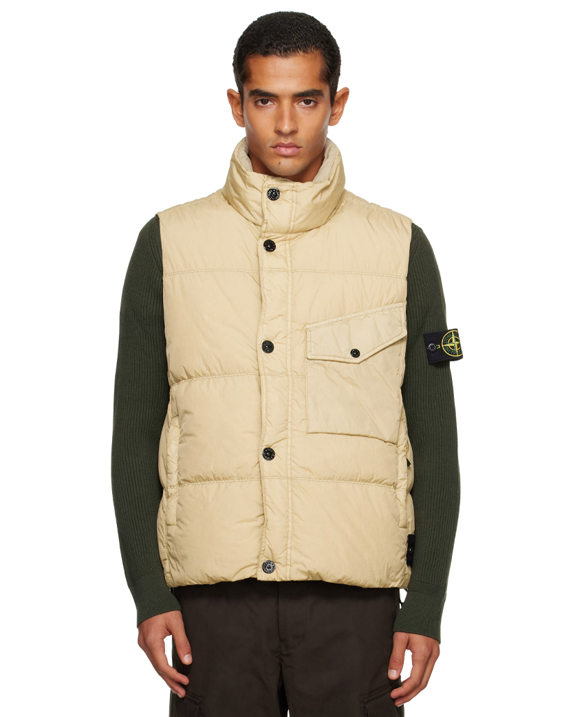 Stone Island G100003 CRINKLE REPS NY RECYCLED NYLON Down Vest Desert Beige