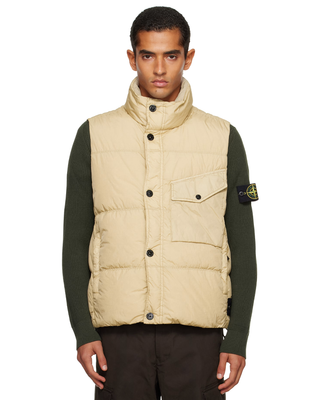 Stone Island G100003 CRINKLE REPS NY RECYCLED NYLON Down Vest Desert Beige