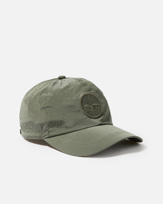 Stone Island 9100995 Nylon Metal 6-Panel Logo Cap Musk Green