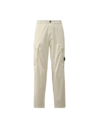 C.P. Company Stretch Sateen Loose Cargo Pants White 18CMPA166A005694G