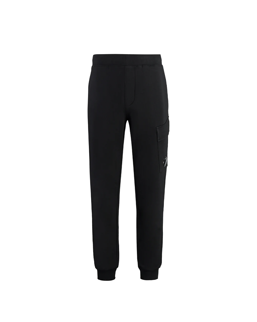 C.P. Company Diagonal Raised Fleece Cargo Sweatpants Black