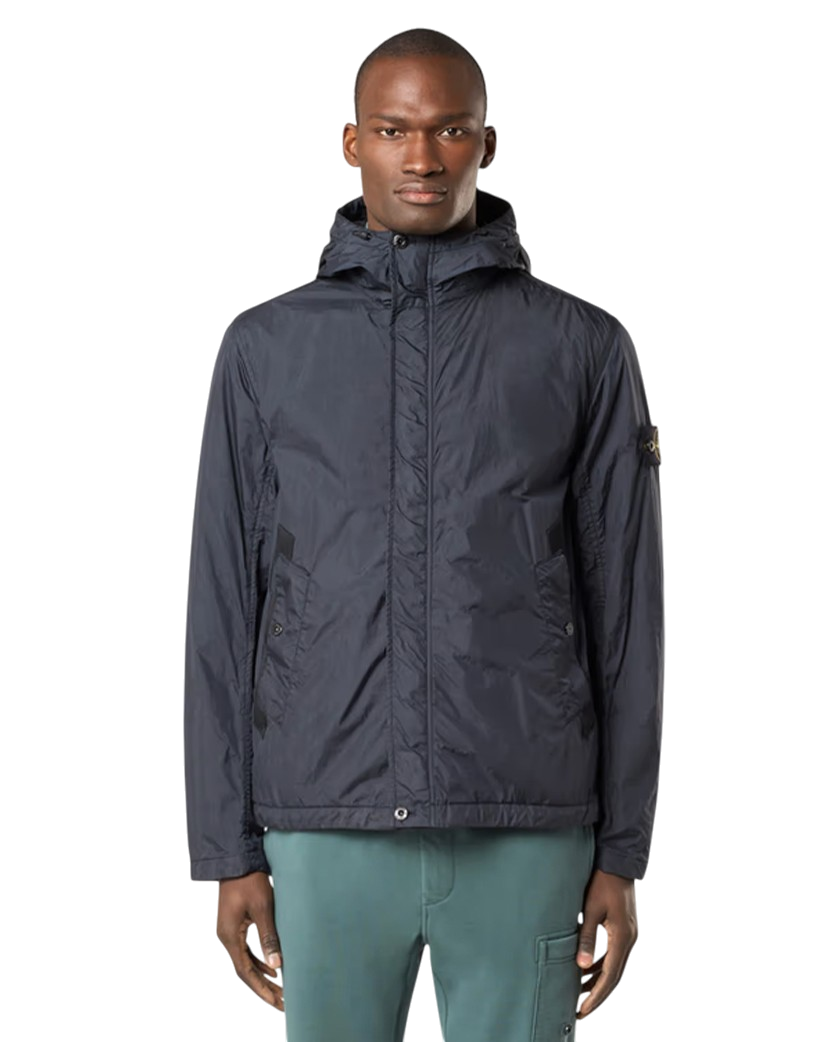 Stone Island 4100092 CRINKLE REPS R-NY Hooded Jacket Navy Blue