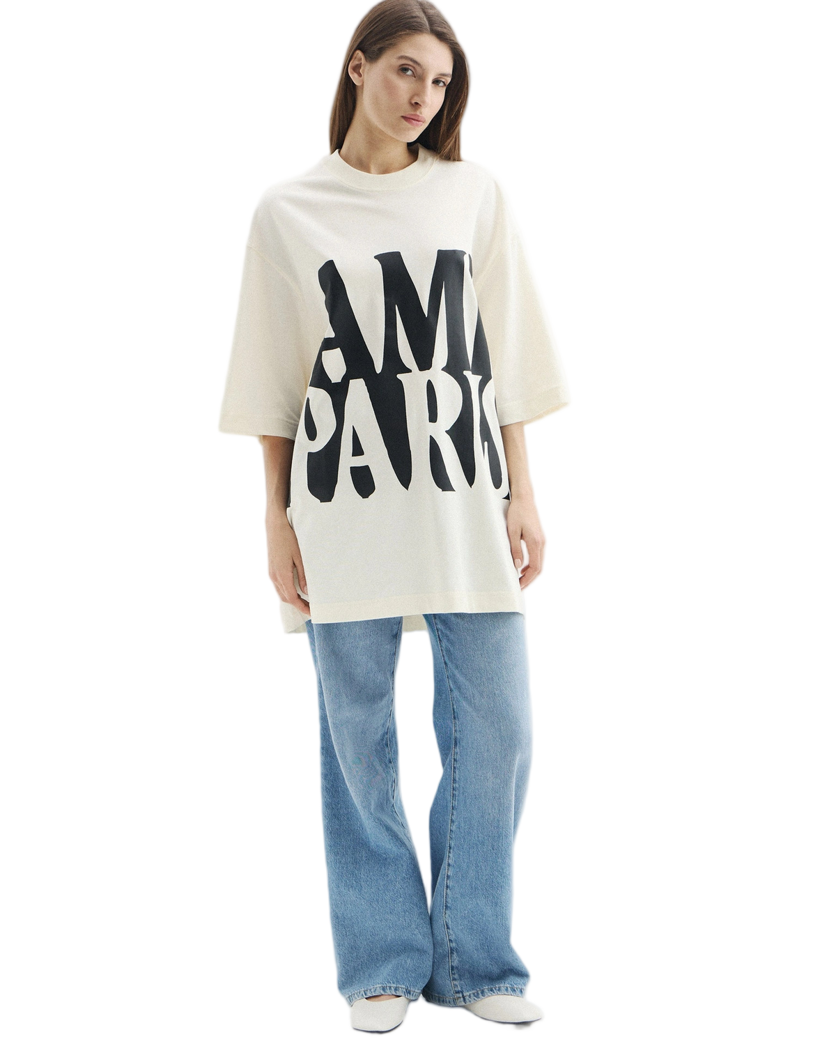 Ami Paris Cotton Print Oversize T-Shirt White