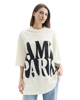 Ami Paris Cotton Print Oversize T-Shirt White