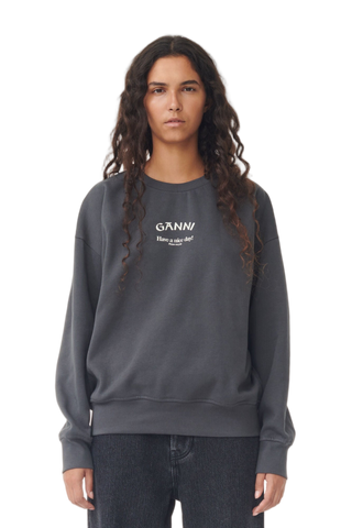 Ganni Have a Nice Day! Sweatshirt Grey