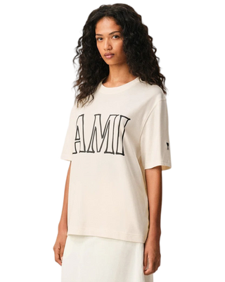 Ami Paris Cotton Print T-Shirt White Creame