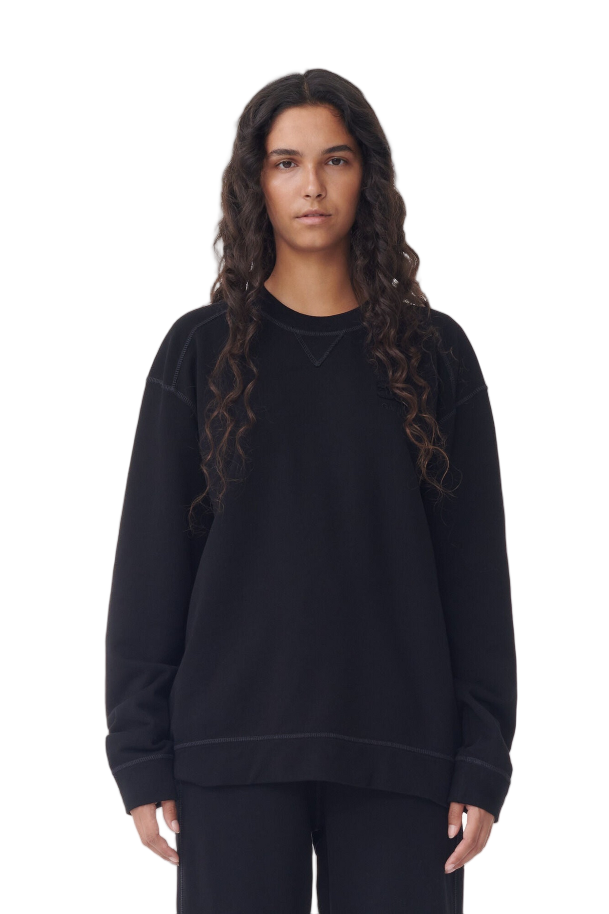 Ganni Logo Embroidery Sweatshirt Black