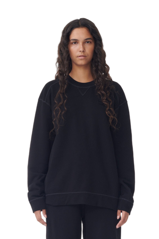 Ganni Logo Embroidery Sweatshirt Black