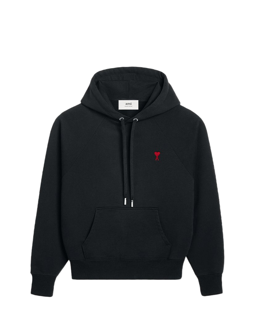 AMI Paris Heart Logo Hoodie Black