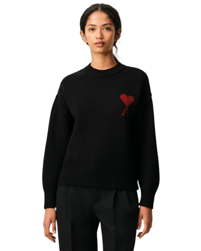 Ami Paris ADC Crewneck Wool Sweater Black / Red