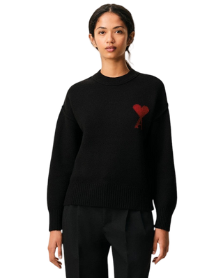 Ami Paris ADC Crewneck Wool Sweater Black / Red