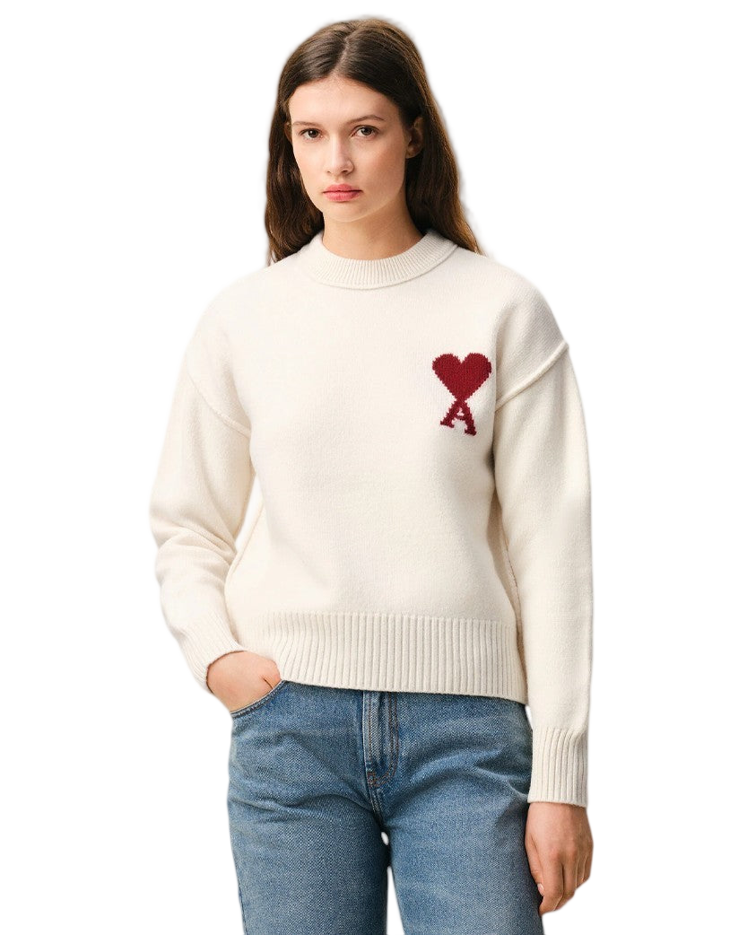 Ami Paris ADC Crewneck Wool Sweater White / Red