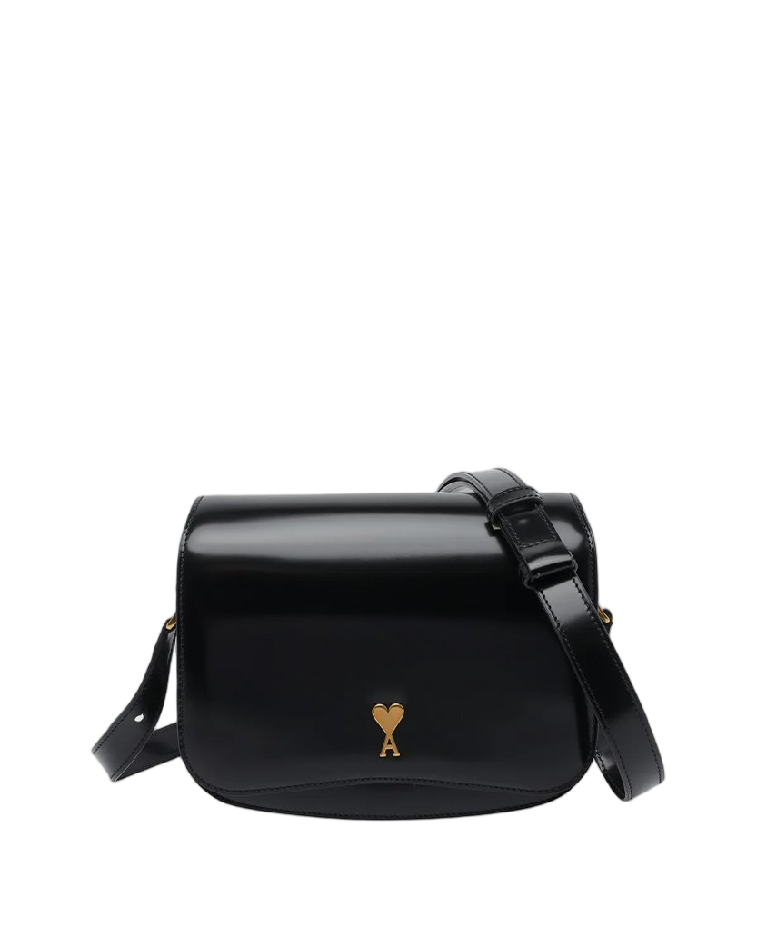 Ami Paris Leather Crossbody Bag Noir