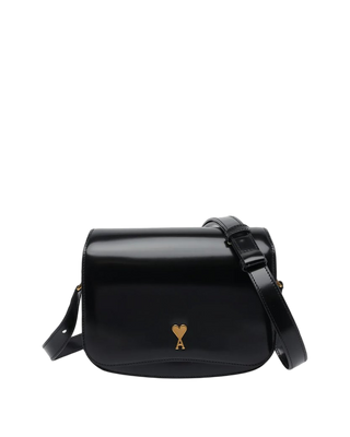 Ami Paris Leather Crossbody Bag Noir