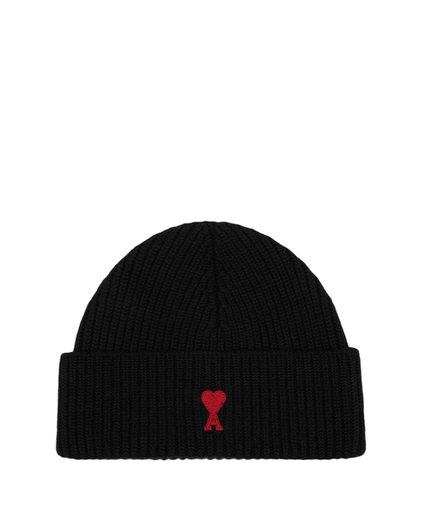 Ami Paris Wool Beanie Noir Rouge