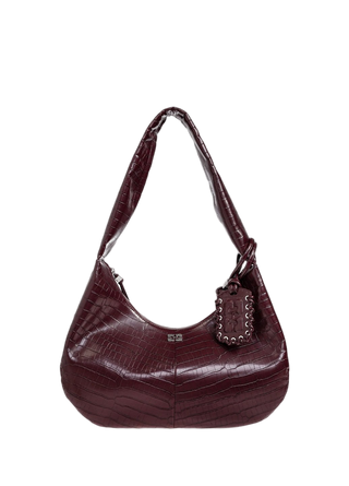 Ganni Embossed Tag Shoulder Bag Burgundy
