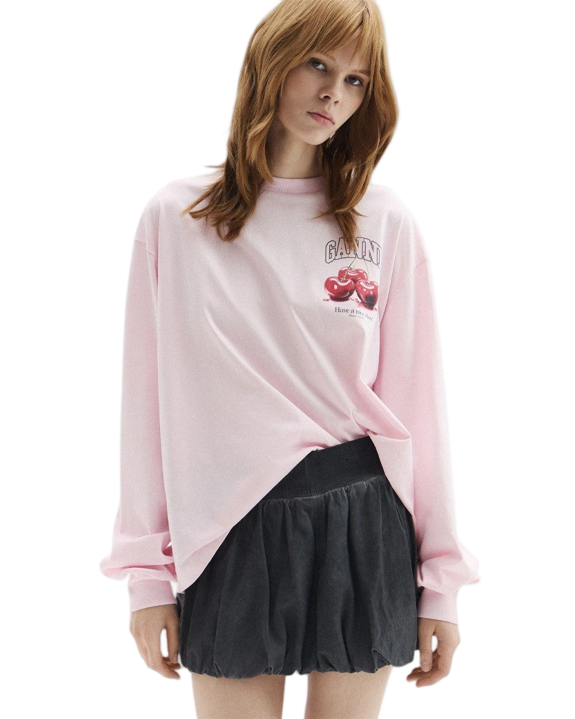 Ganni Fruit Long-Sleeve Chalk Pink