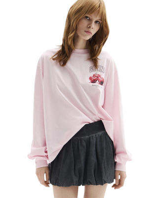 Ganni Fruit Long-Sleeve Chalk Pink