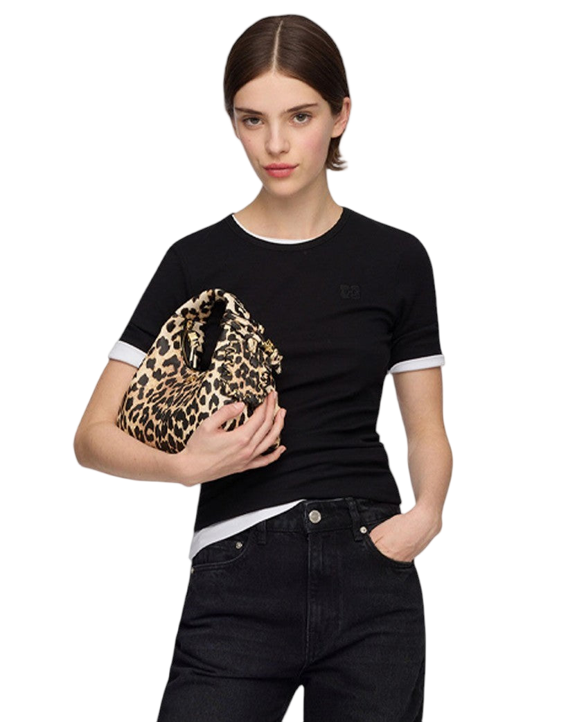 Ganni Soft Cotton Rib T-Shirt Black