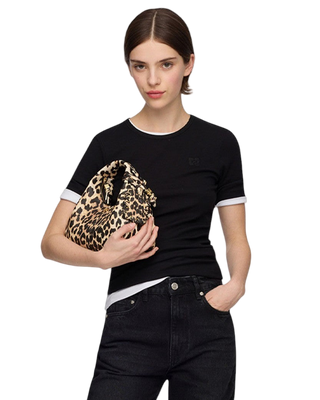 Ganni Soft Cotton Rib T-Shirt Black