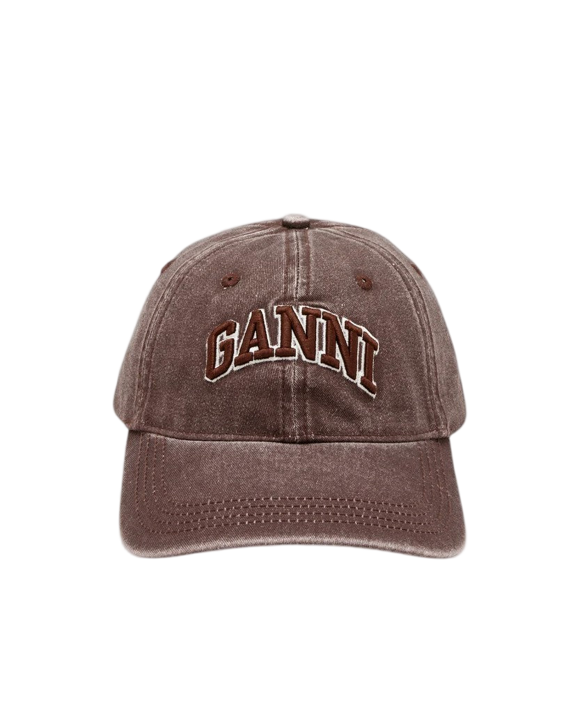 Ganni Washed Canvas Cap Chocolate Plum