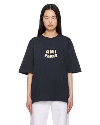 Ami Paris Patch Organic Cotton Jersey T-Shirt Navy Blue