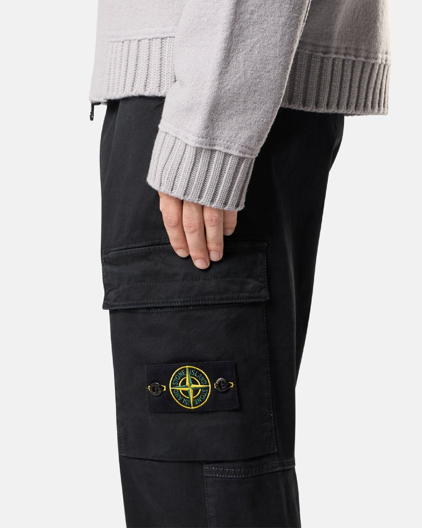 Stone Island 3100033 STRETCH ORGANIC BROKEN TWILL COTTON 'OLD' Effect Pants Black