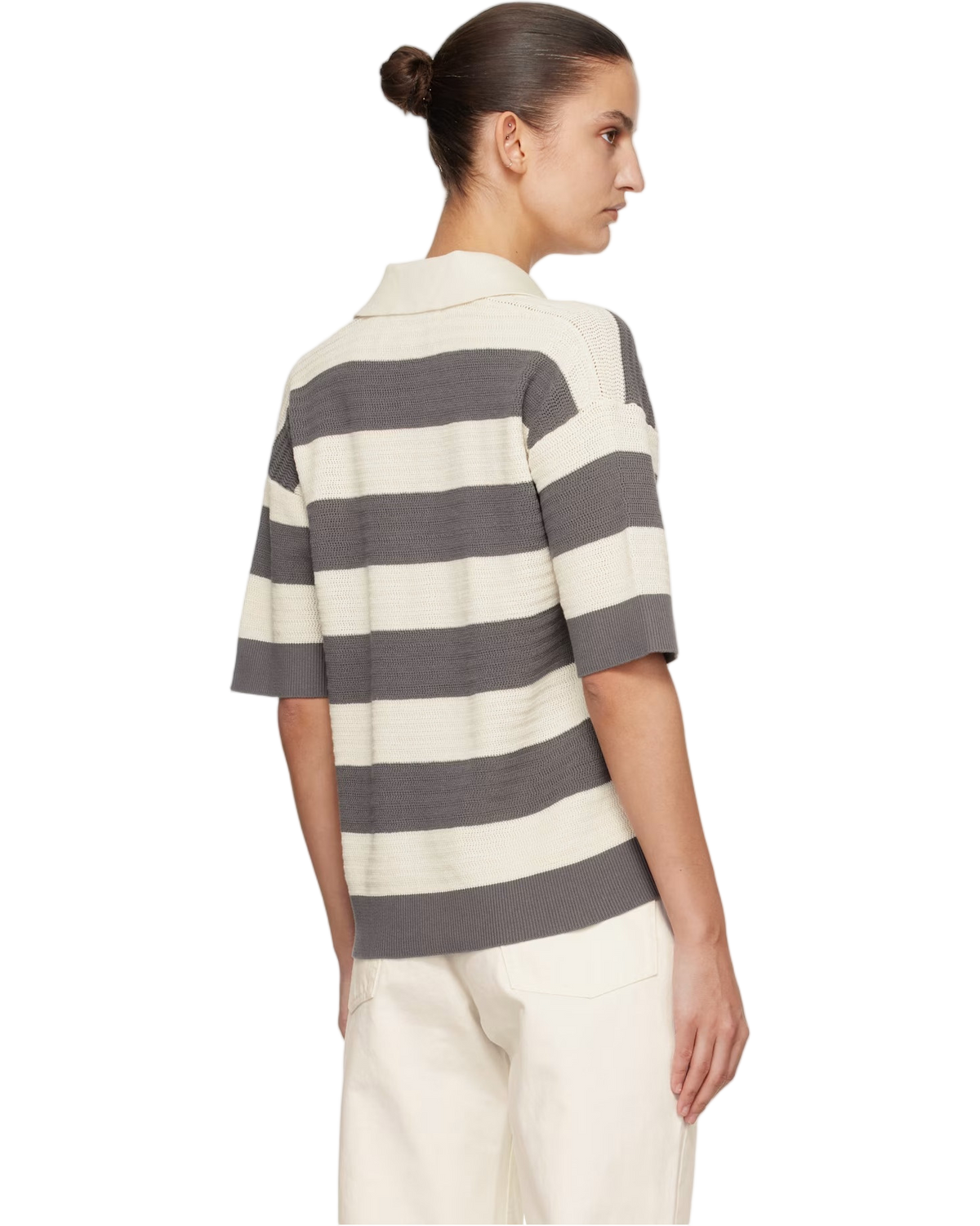 Ami Paris Cotton Ami De Coeur Polo Off White/Grey